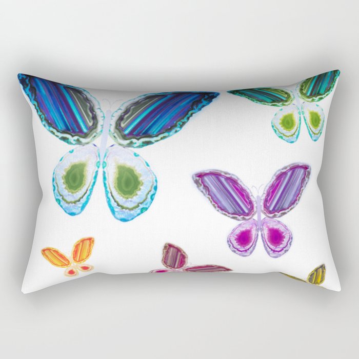 A Rainbow of Agate Butterflies Rectangular Pillow