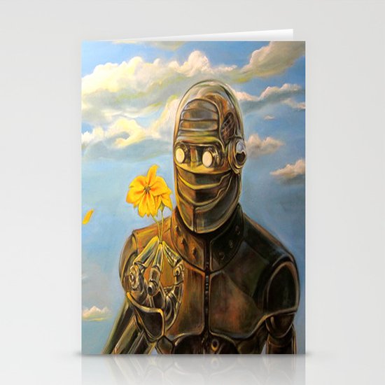 Robot & Flower Stationery Cards