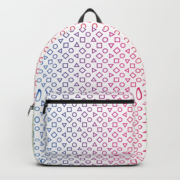 #PrideMonth Shape Design Outlines of rotating squares and triangle with circles pattern Backpack
