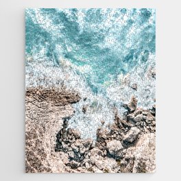 Ocean Coastal Print, Aerial Beach Print, Summer Home Decor Wall Art, Beach Umbrellas, Portugal Print Jigsaw Puzzle