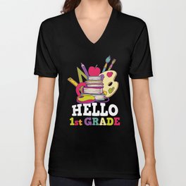 Hello 1st Grade Back To School V Neck T Shirt