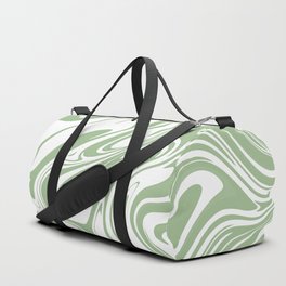 Liquid Contemporary Abstract Pastel Green and White Swirls - Retro Liquid Swirl Pattern Duffle Bag