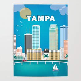Tampa, Florida - Skyline Illustration by Loose Petals Poster
