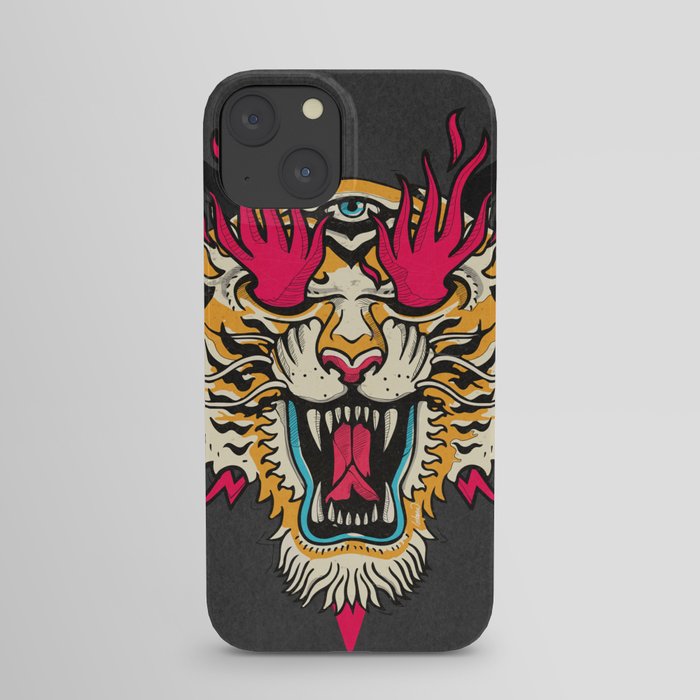 Tiger 3 Eyes Flames iPhone Case