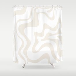 Liquid Swirl Abstract Pattern in Pale Beige and White Shower Curtain