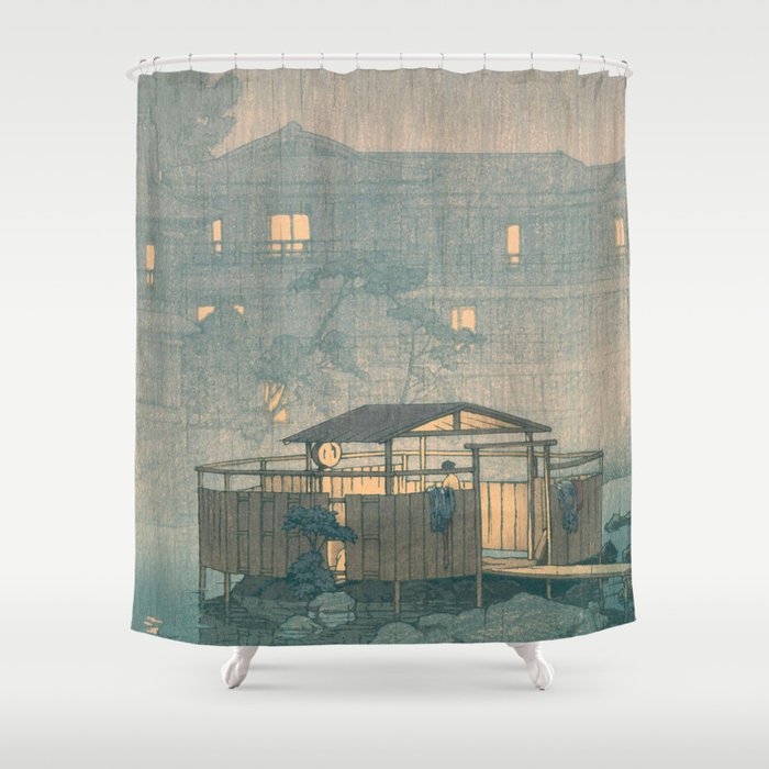 Rain At Shuzenji, Izu - Vintage Japanese Woodblock Print Art By Hasui Kawase Shower Curtain