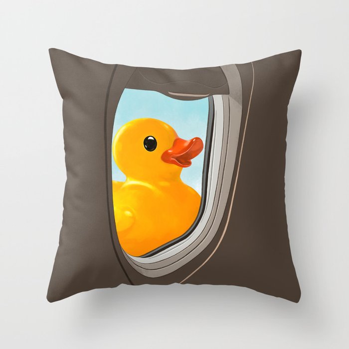 Hello! Yellow Duck Throw Pillow