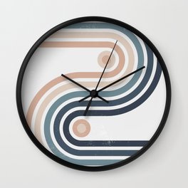 70's Twin Tracks Mid Century Modern Colorful Lines Wall Clock