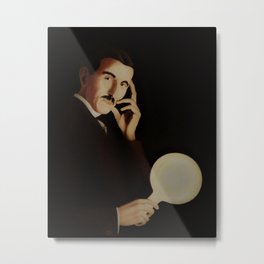 Enlightened Metal Print | Realism, White, Men, Hands, Light, Portraits, Electricity, Lightbulb, Enlightened, Acrylic 