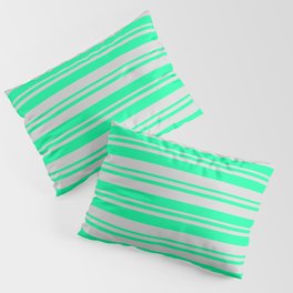 [ Thumbnail: Green and Light Gray Colored Lines/Stripes Pattern Pillow Sham ]