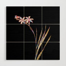 Floral Gladiolus Mosaic on Black Wood Wall Art