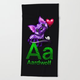 Alphabet Animal-Aa Aardwolf Beach Towel