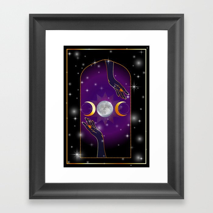 Mystic Hands of triple moon Goddess blessing a magic ritual	 Framed Art Print