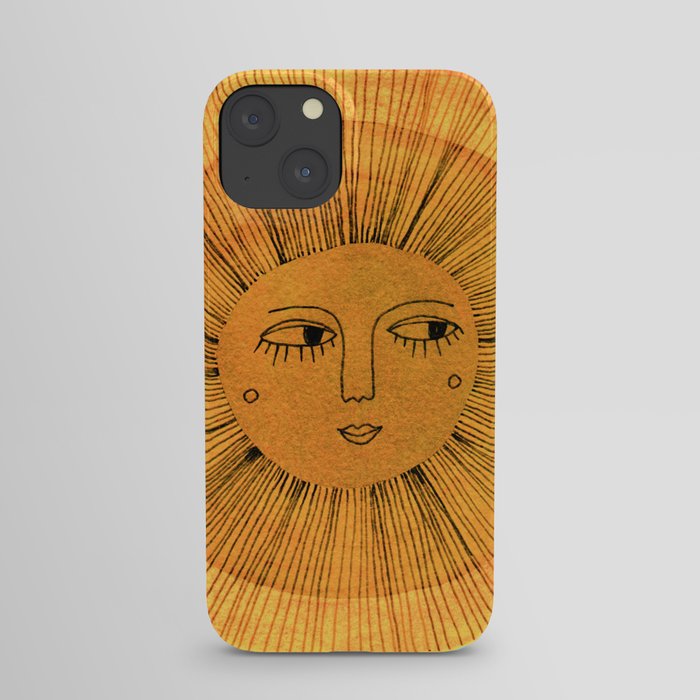 Sun Drawing Gold and Blue iPhone Case