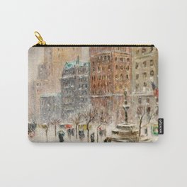 Winter at the Plaza, New York City landscape by Guy Carleton Wiggins Carry-All Pouch