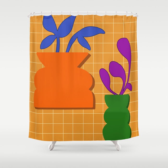 Griddy Vases Shower Curtain