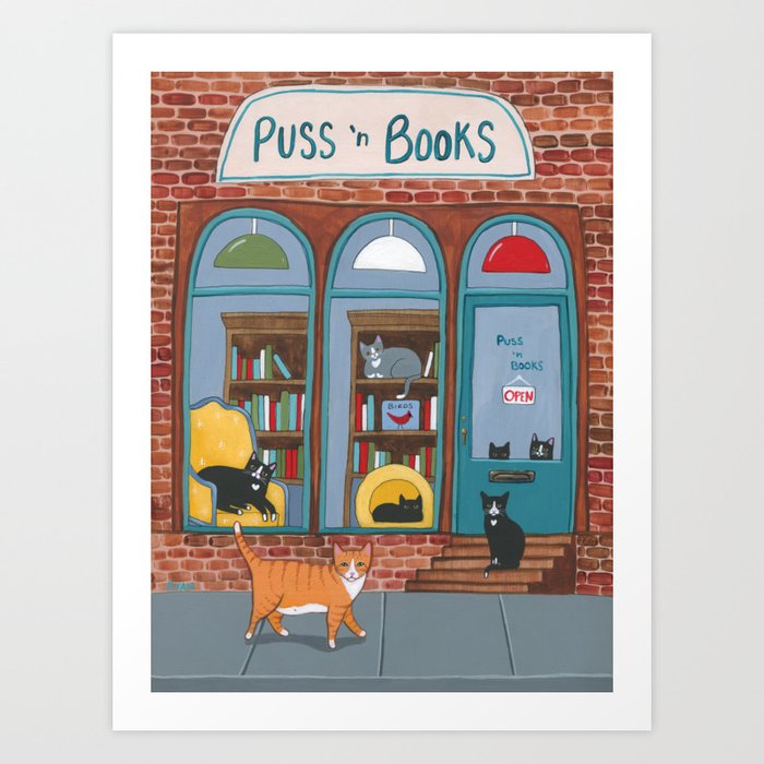 Puss n Books Shop Cats Art Print