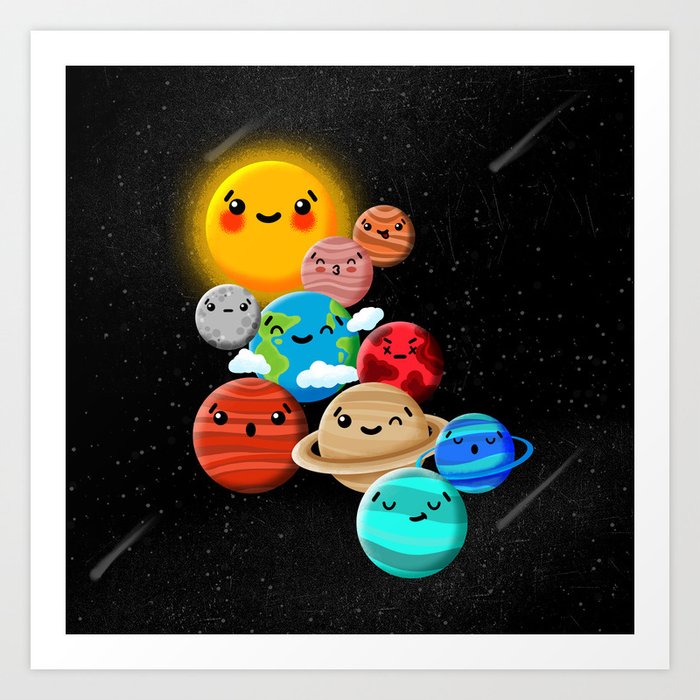 Funny solar system Art Print