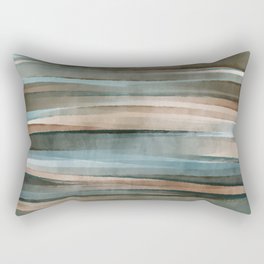 Soft Harbor blue, Teal green & Coca mocha warm brown _ abstract watercolor  waves Rectangular Pillow