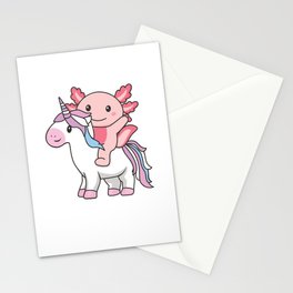Intersex Flag Pride Lgbtq Axolotl On Unicorn Stationery Card