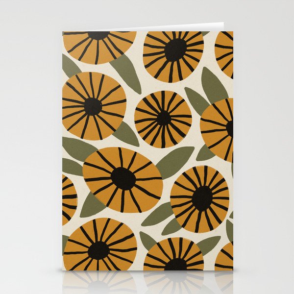 Floral Pattern / Turmeric Yellow & Green Stationery Cards