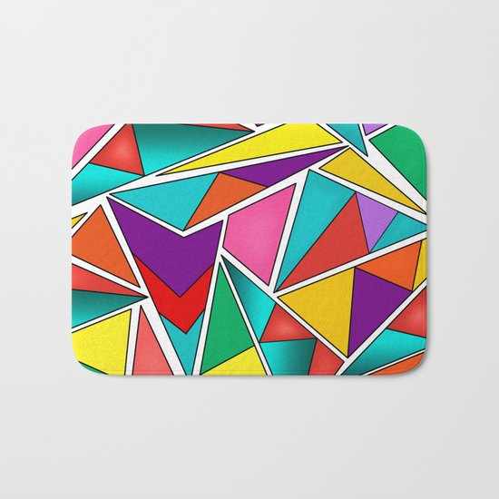 A colorful, abstract pattern polygons . Bath Mat