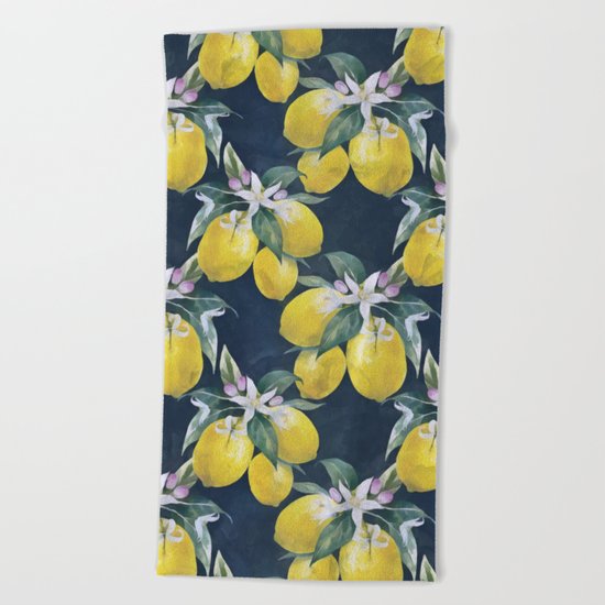 Lemons pattern Beach Towel