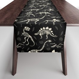 Dinosaur Fossils on Black Table Runner