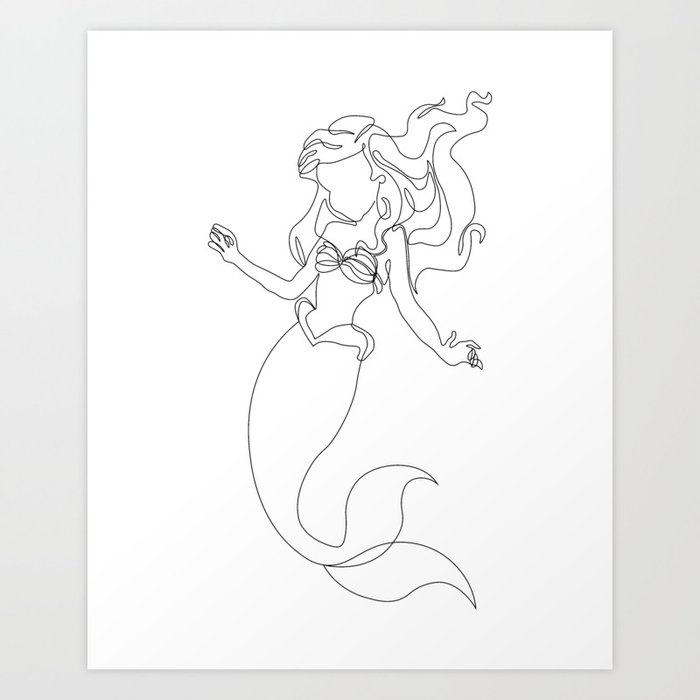 ariel mermaid outline