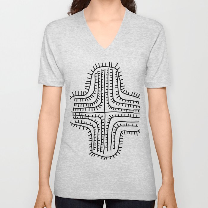 Cross V Neck T Shirt