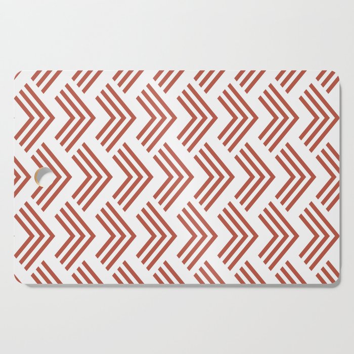 Red and White Chevron Arrow Pattern Pairs Dunn and Edwards 2022 Trending Color Red River DE5125 Cutting Board
