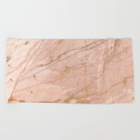 Pink marble with gold veins Beach Towel