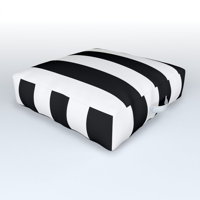 Black & White Vertical Stripes - Mix & Match with Simplicity of Life Outdoor Floor Cushion