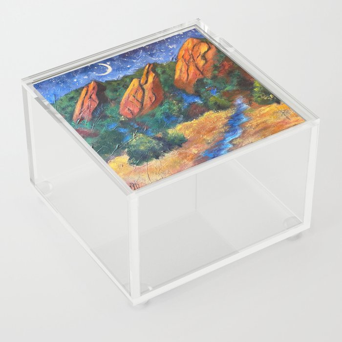 Boulder's Flatirons by Moonlight Acrylic Box