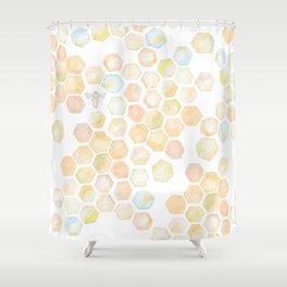 Bee and honeycomb watercolor Shower Curtain