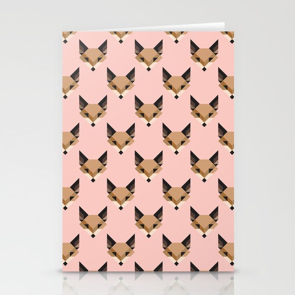 Geometric Fox in Blush Stationery Cards