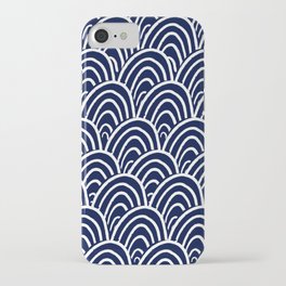 Abstract Scales (White on Navy) iPhone Case