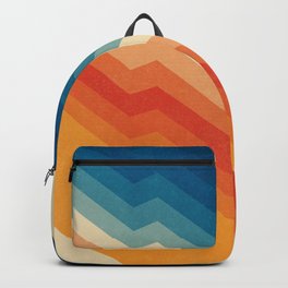 Barricade Backpack | Diagonal, Stripe, Vibrant, Retrostripe, Midcenturymodern, Pattern, Graphicdesign, 70S, Orange, Curated 