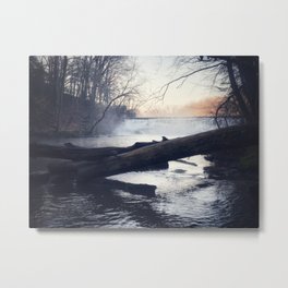 Creek at dawn Metal Print | Sunrise, Creek, Nature, Woods, Stream, Faded, Digital Manipulation, Dawn, Fog, Dam 
