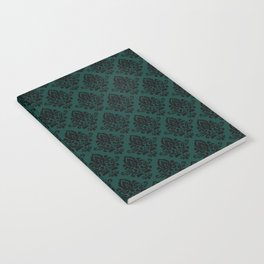 Black damask pattern Teal Notebook