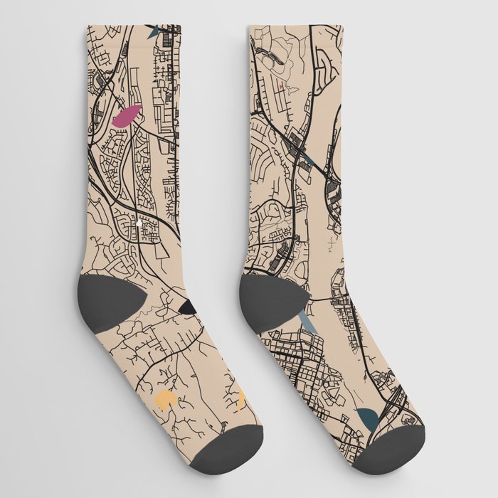 Santa Clarita, USA. City Map Collage - Terrazzo Socks