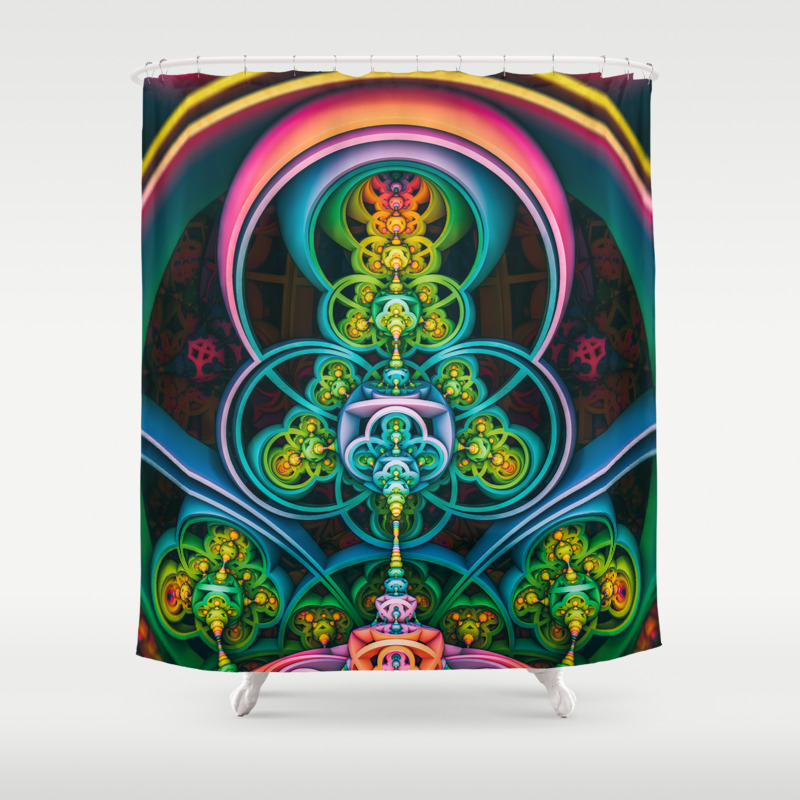 Time Shell Ii 3d Colorful Abstract Design Shower Curtain By