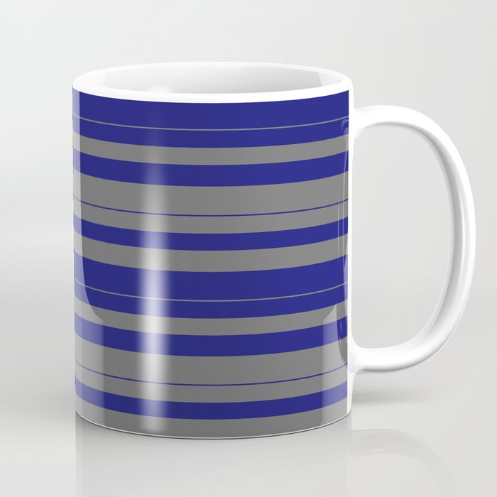 Midnight Blue and Dim Grey Colored Striped Pattern Coffee Mug