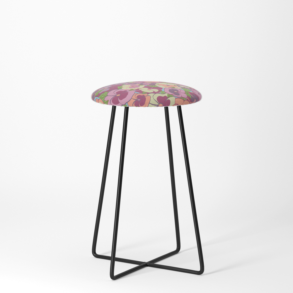 Pansy Floral Pattern Counter Stool by iamjaxxis