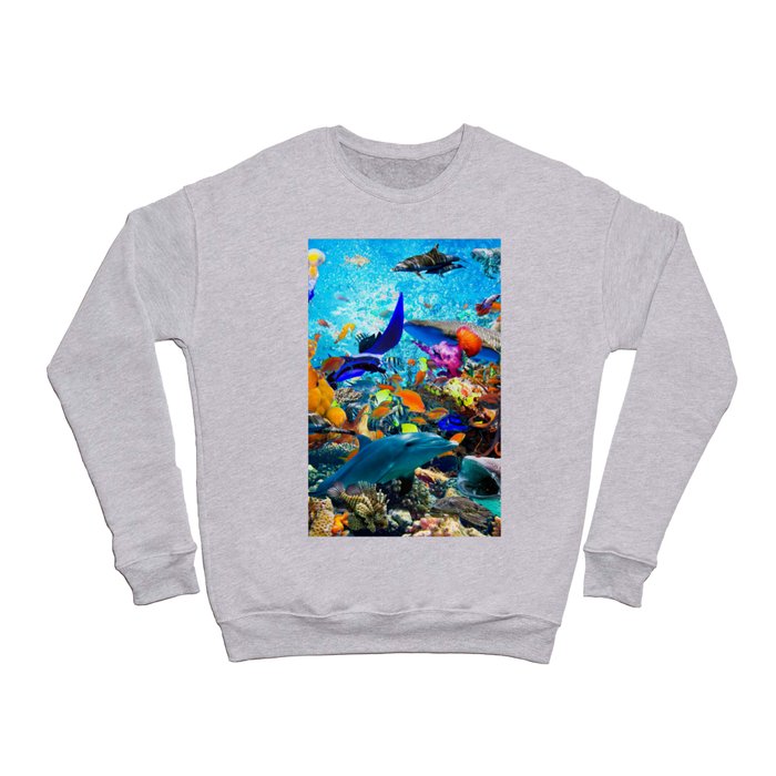 Ocean Dolphin Shark Turtle Coral Sea Fish Orca Whale Reef Crewneck Sweatshirt