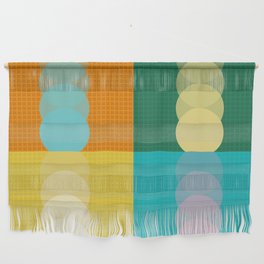 Grid retro color shapes patchwork 1 Wall Hanging