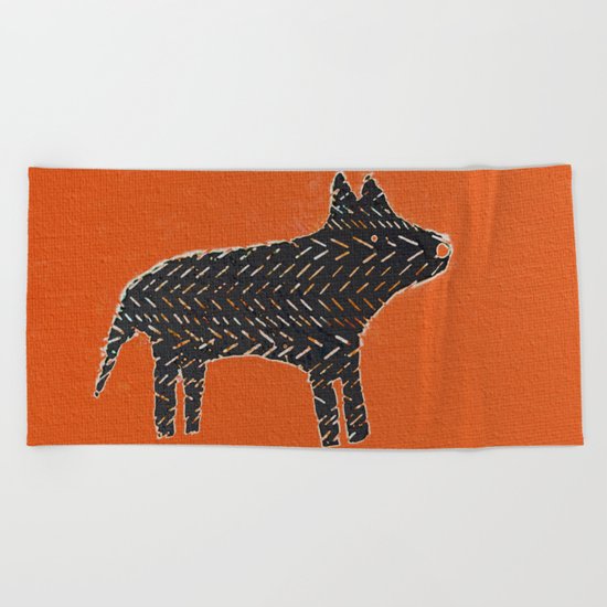Black Wolf Beach Towel