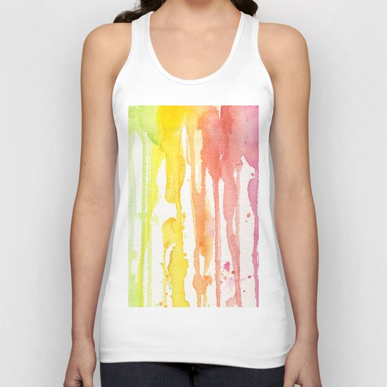 Rainbow Watercolor Texture Pattern Abstract Unisex Tank Top