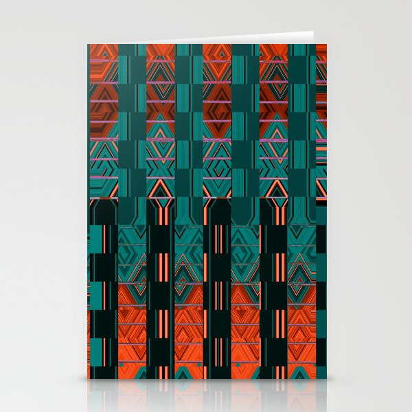 Abstract Geometric Glitch Green Neon Hyperspace Stationery Cards