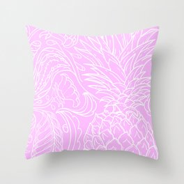 Pink white pinapple pattern french Throw Pillow